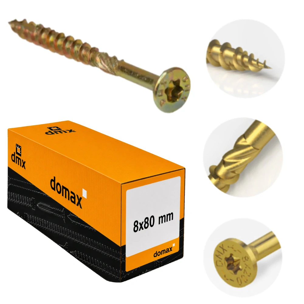8x80mm 100ks Skrutky do dreva CS - zápustná hlava TORX Domax