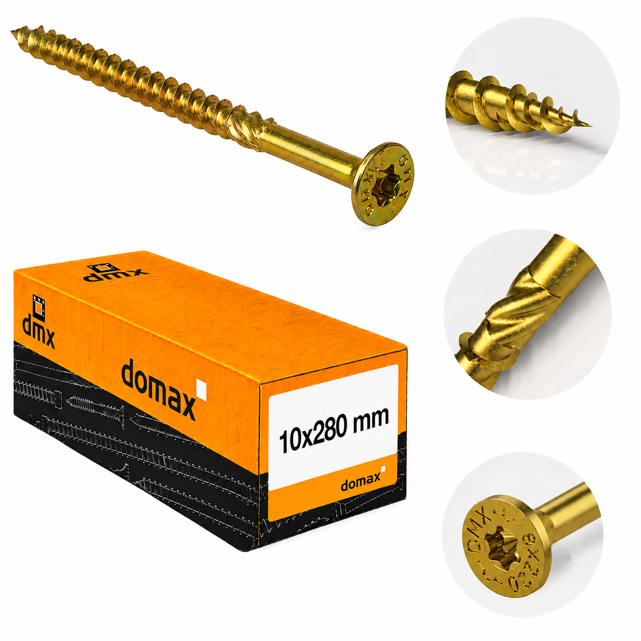 10x280mm 50ks Skrutky do dreva CS - zápustná hlava TORX Domax