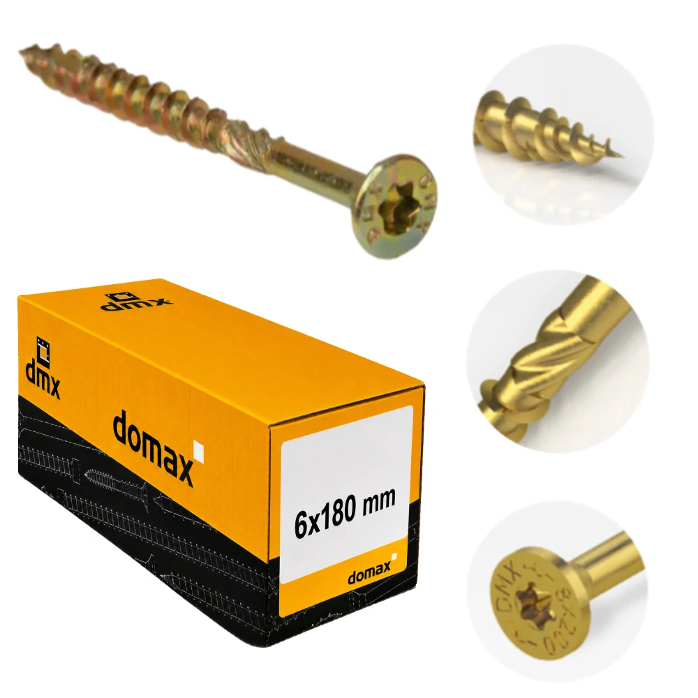 6x180mm 100ks Skrutky do dreva so zápustnou hlavou TX Domax