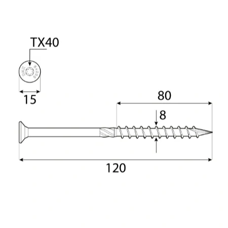 8x120mm 50ks Skrutky do dreva CS - zápustná hlava TORX Domax
