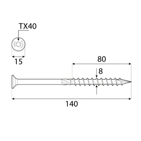 8x140mm 50ks Skrutky do dreva CS - zápustná hlava TORX Domax