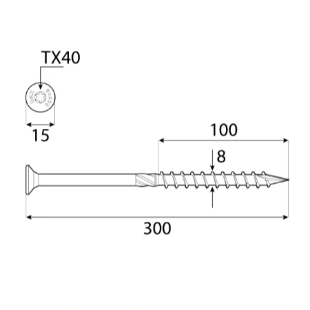 8x300mm 50ks Skrutky do dreva CS - zápustná hlava TORX Domax