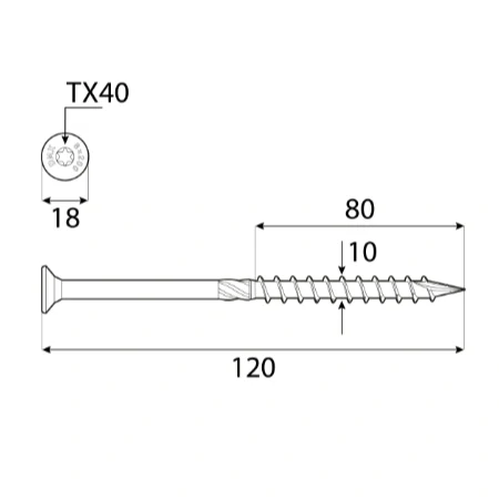 10x120mm 50ks Skrutky do dreva CS - zápustná hlava TORX Domax