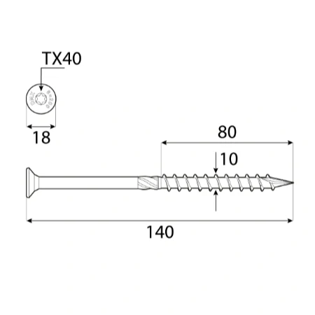 10x140mm 50ks Skrutky do dreva CS - zápustná hlava TORX Domax