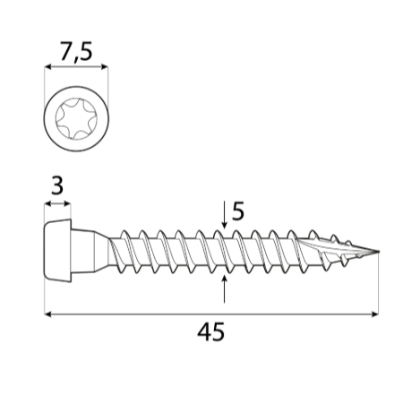 5x45mm Skrutky pre tesárske kovanie ANW 100ks