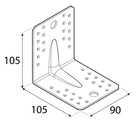 Uholník s prelisom - KP2 105x105x90x2,5mm