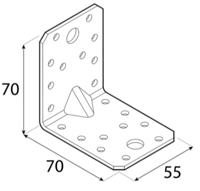 Uholník s prelisom - KP4 70x70x55x2,5mm