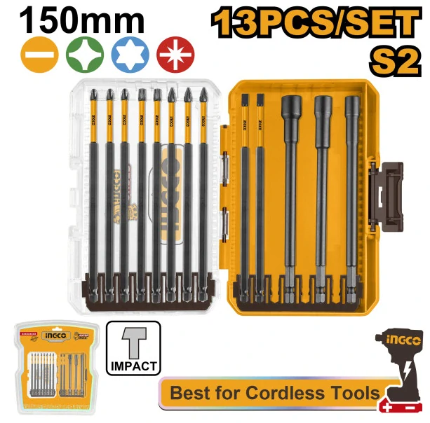 Sada dlhých bitov Impact, 13 kusov, S2 INGCO