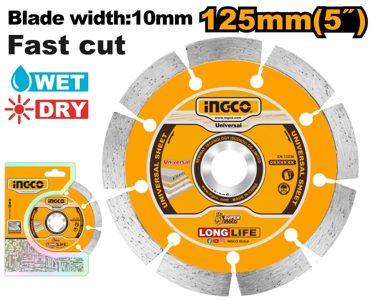 Diamantový rezný kotúč 125 x 10 x 22,2 mm segment INGCO
