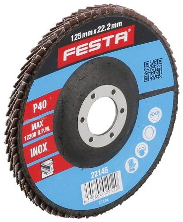 Lamelový brúsny kotúč 125 x 22,2 mm / P40 inox FESTA 22145