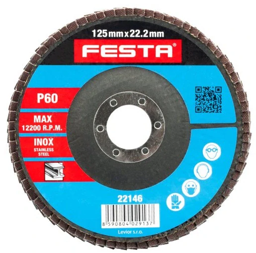Lamelový brúsny kotúč 125 x 22,2 mm / P60 inox FESTA 22146