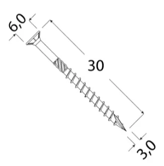 3x30mm 500ks Skrutky do dreva so zápustnou hlavou TX Domax