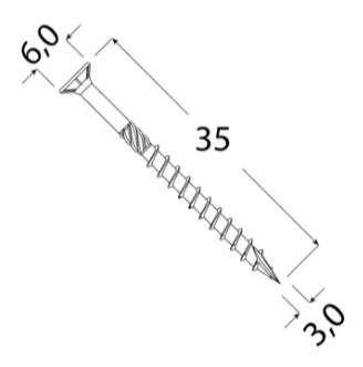 3x35mm 500ks Skrutky do dreva so zápustnou hlavou TX Domax