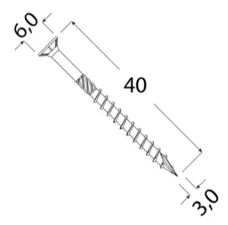 3x40mm 500ks Skrutky do dreva so zápustnou hlavou TX Domax
