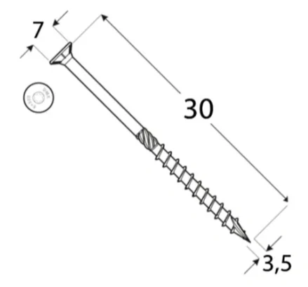 3,5x30mm 200ks Skrutky do dreva so zápustnou hlavou TX Domax
