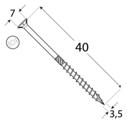 3,5x40mm 200ks Skrutky do dreva so zápustnou hlavou TX Domax