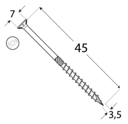 3,5x45mm 200ks Skrutky do dreva so zápustnou hlavou TX Domax