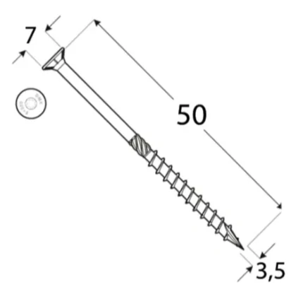 3,5x50mm 200ks Skrutky do dreva so zápustnou hlavou TX Domax