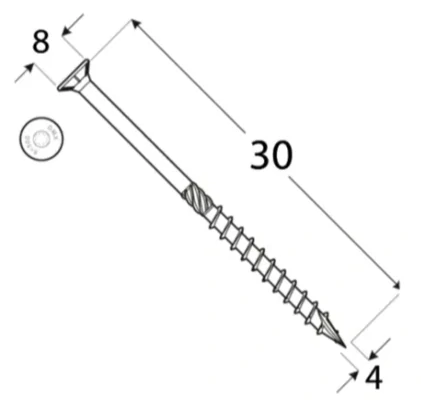 4x30mm 200ks Skrutky do dreva so zápustnou hlavou TX Domax