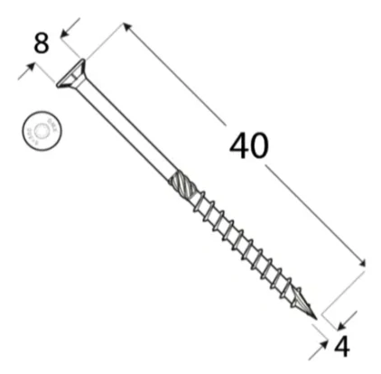 4x40mm 200ks Skrutky do dreva so zápustnou hlavou TX Domax