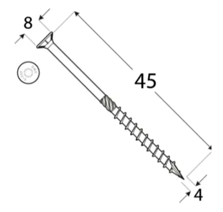 4x45mm 200ks Skrutky do dreva so zápustnou hlavou TX Domax
