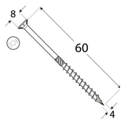 4x60mm 200ks Skrutky do dreva so zápustnou hlavou TX Domax