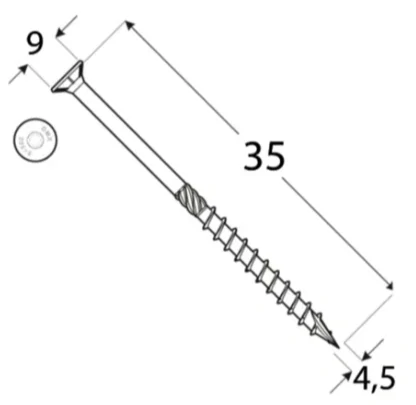 4,5x35mm 200ks Skrutky do dreva so zápustnou hlavou TX Domax