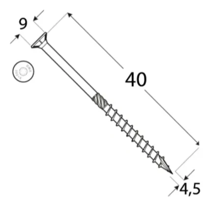 4,5x40mm 200ks Skrutky do dreva so zápustnou hlavou TX Domax