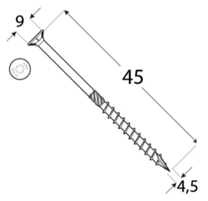 4,5x45mm 200ks Skrutky do dreva so zápustnou hlavou TX Domax