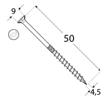 4,5x50mm 200ks Skrutky do dreva so zápustnou hlavou TX Domax