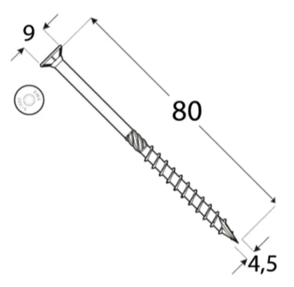 4,5x80mm 100ks Skrutky do dreva so zápustnou hlavou TX Domax