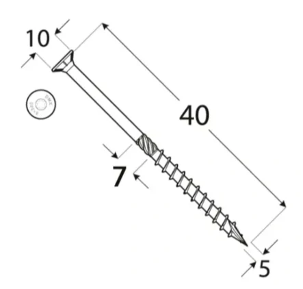 5x40mm 200ks Skrutky do dreva so zápustnou hlavou TX Domax