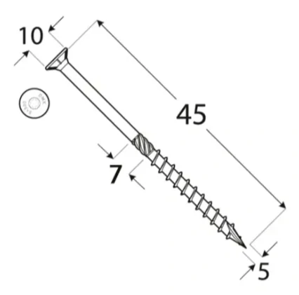 5x45mm 200ks Skrutky do dreva so zápustnou hlavou TX Domax