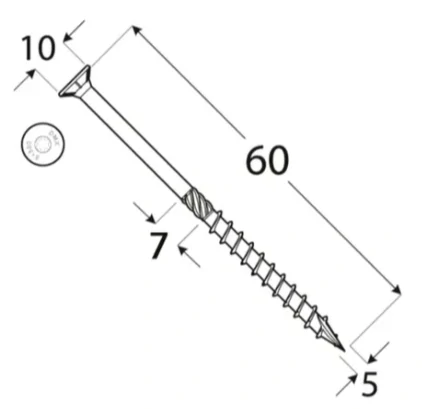 5x60mm 200ks Skrutky do dreva so zápustnou hlavou TX Domax