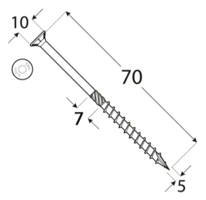 5x70mm 200ks Skrutky do dreva so zápustnou hlavou TX Domax