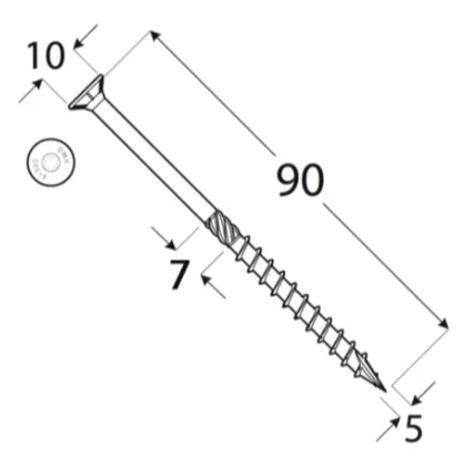 5x90mm 200ks Skrutky do dreva so zápustnou hlavou TX Domax