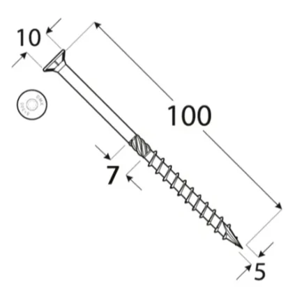 5x100mm 100ks Skrutky do dreva so zápustnou hlavou TX Domax