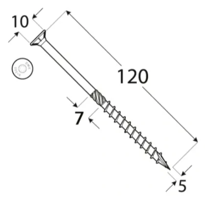 5x120mm 100ks Skrutky do dreva so zápustnou hlavou TX Domax
