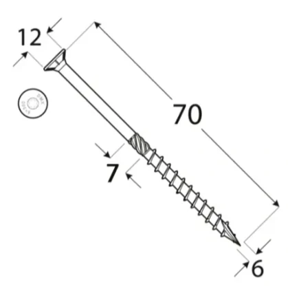 6x70mm 200ks Skrutky do dreva so zápustnou hlavou TX Domax