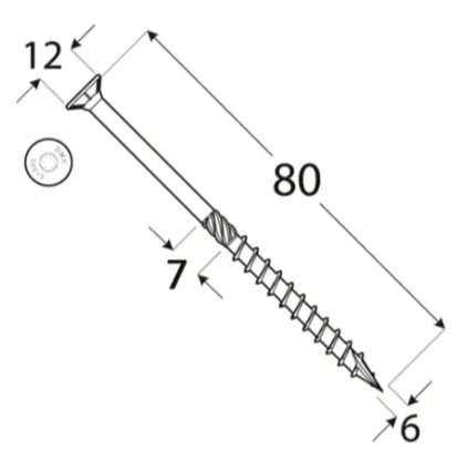 6x80mm 200ks Skrutky do dreva so zápustnou hlavou TX Domax