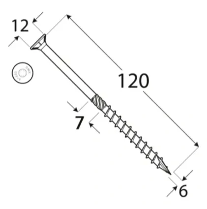 6x120mm 100ks Skrutky do dreva so zápustnou hlavou TX Domax