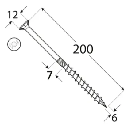 6x200mm 100ks Skrutky do dreva so zápustnou hlavou TX Domax