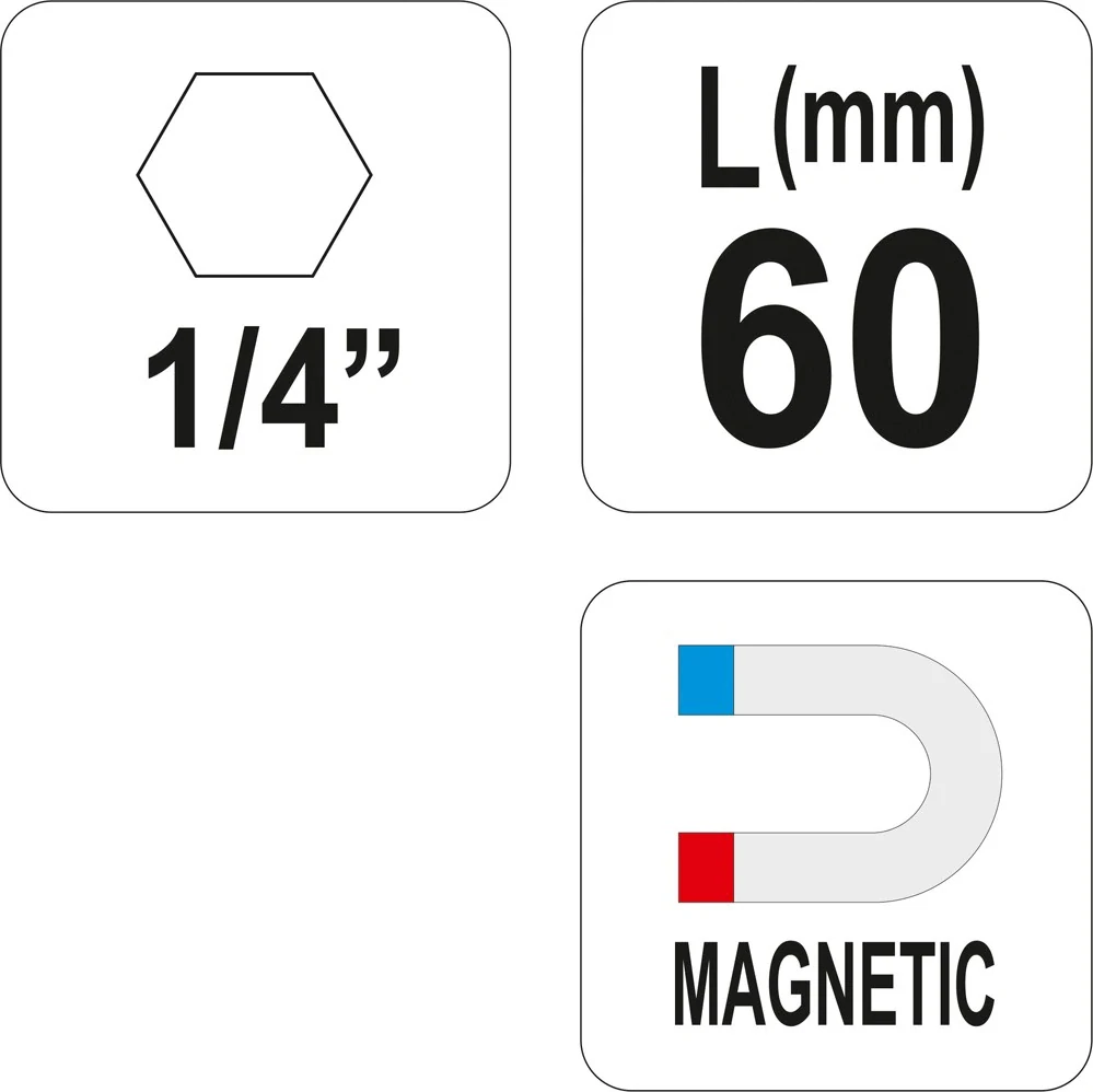 YATO držiak bitov 60 mm 1/4" magnetický