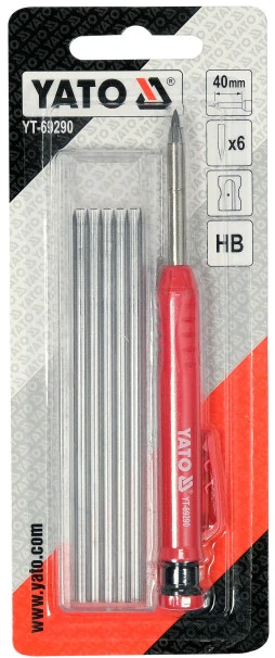 YATO stolárska ceruzka na vymeniteľné tuhy 150 mm + 6 náplní (YT-69290)
