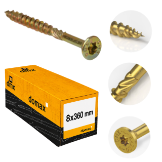8x360mm 50ks Skrutky do dreva CS - zápustná hlava TORX Domax