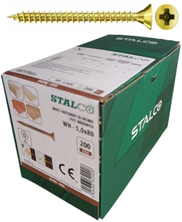 Skrutky samorezné 5x80 mm PZ2 celozávit – STALCO, 200 ks