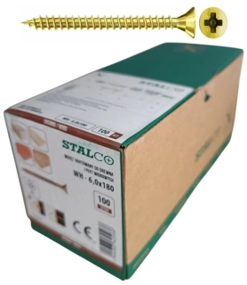 Skrutky samorezné 6x180 mm PZ3 čiastočný závit – STALCO, 100 ks