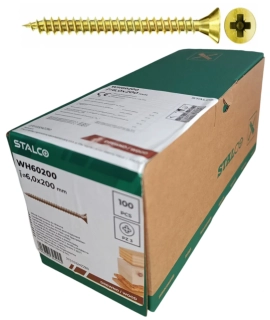 Skrutky samorezné 6x200 mm PZ3  čiastočný závit – STALCO, 100 ks