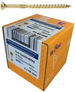 Konštrukčná skrutka TORX 4x60 mm – žltý zinok, 200 ks