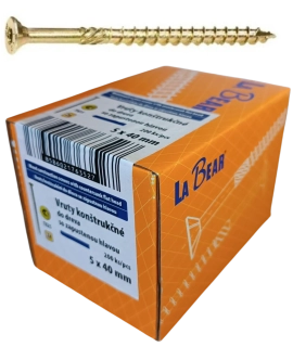 Konštrukčná skrutka TORX 5x40 mm – žltý zinok, 200 ks